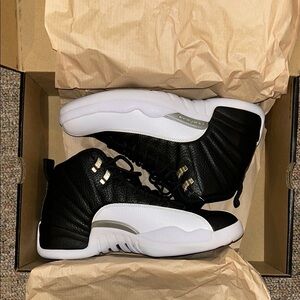 Air Jordan 12 Retro Black and White High-Top Sneakers